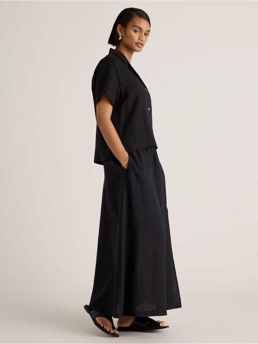 Quince 100% European Black Linen Maxi Skirt, Small - Picture 2 of 12